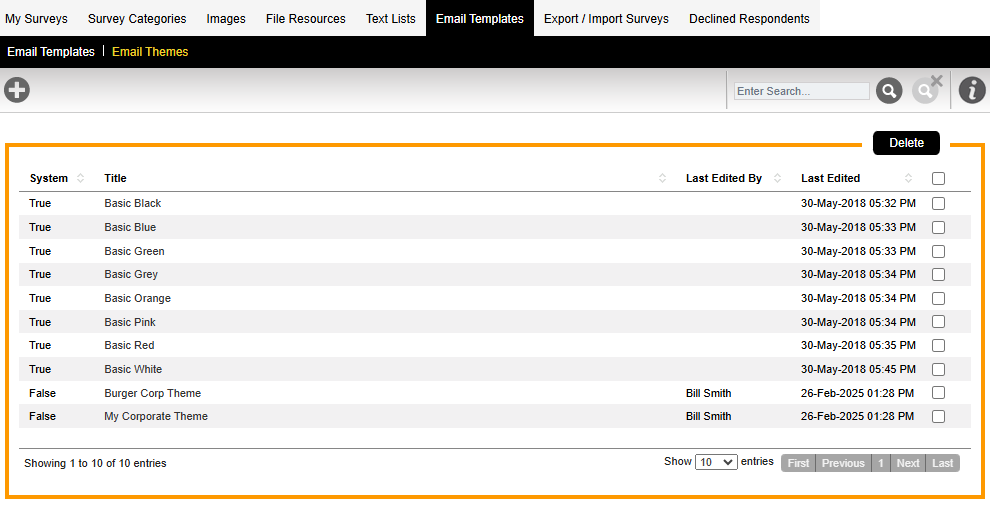 Email Theme Selection