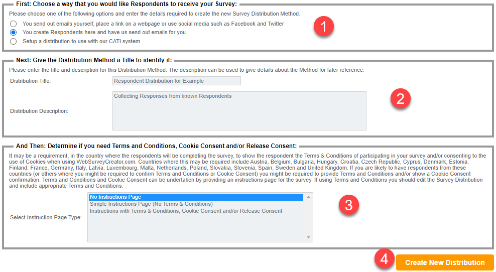 Creating New Distribution Settings