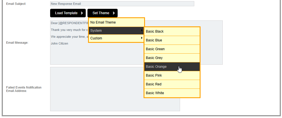 Email Theme Selection