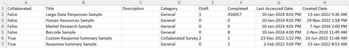 Export Filtered List of Surveys to Excel