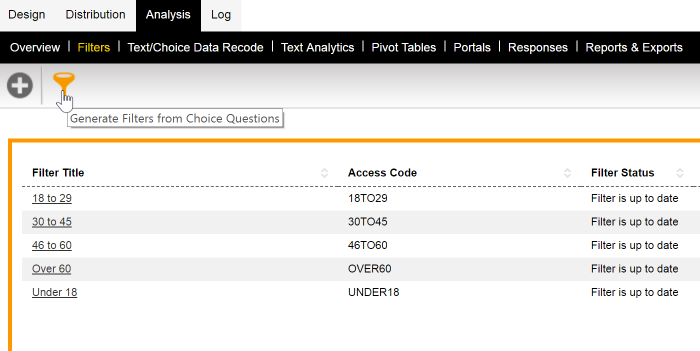 Create Choice Question Filters