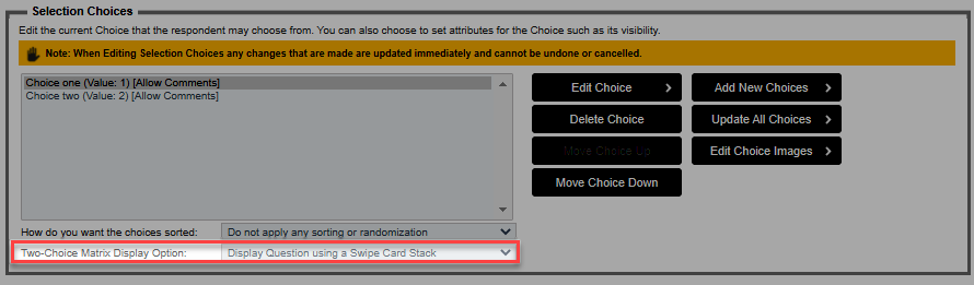Display Question using a Swipe Card Stack