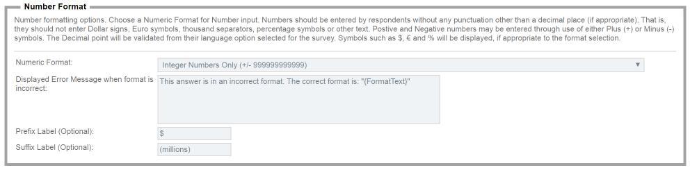 Number Prefix and Suffix