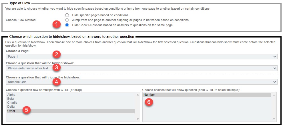 Numeric Grid Other Specify Page Flow