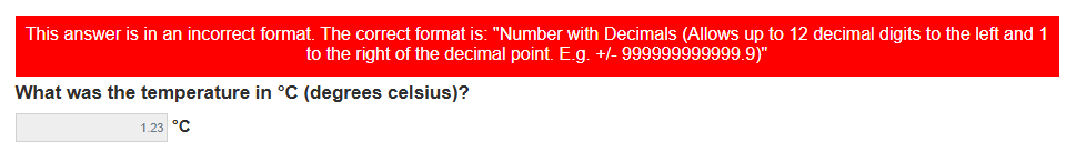 One (1) Decimal Place Validation