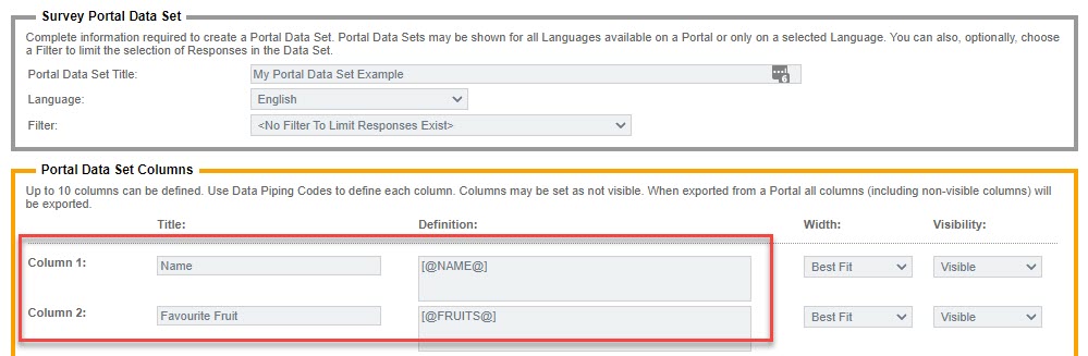 Portal Data Sets Edit