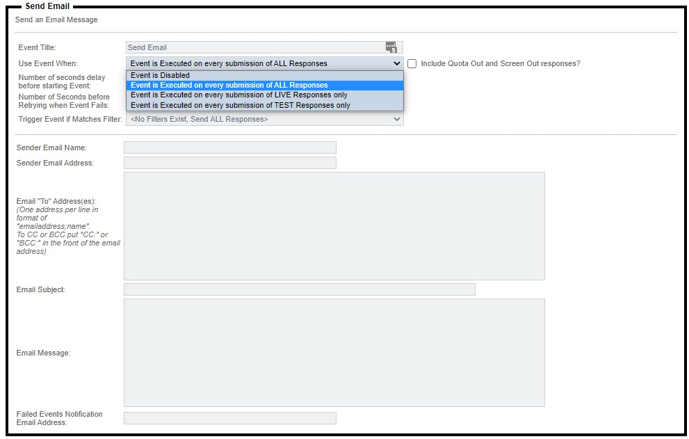 Send Email Event Configuration