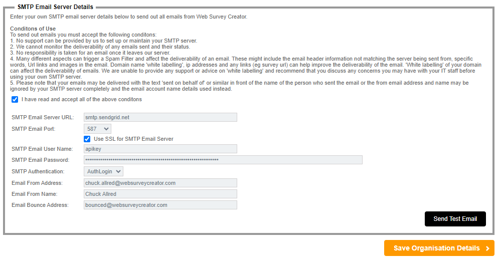 Edit SMTP Settings