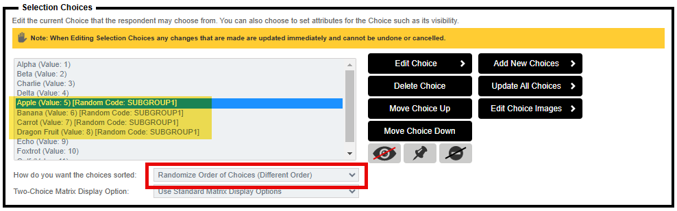 Choice & Row Randomization