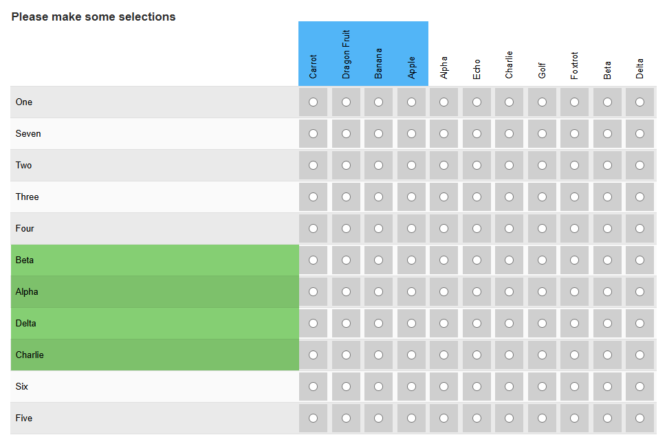 Choice & Row Randomization