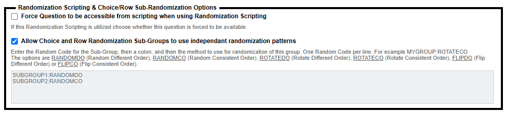 Choice & Row Randomization