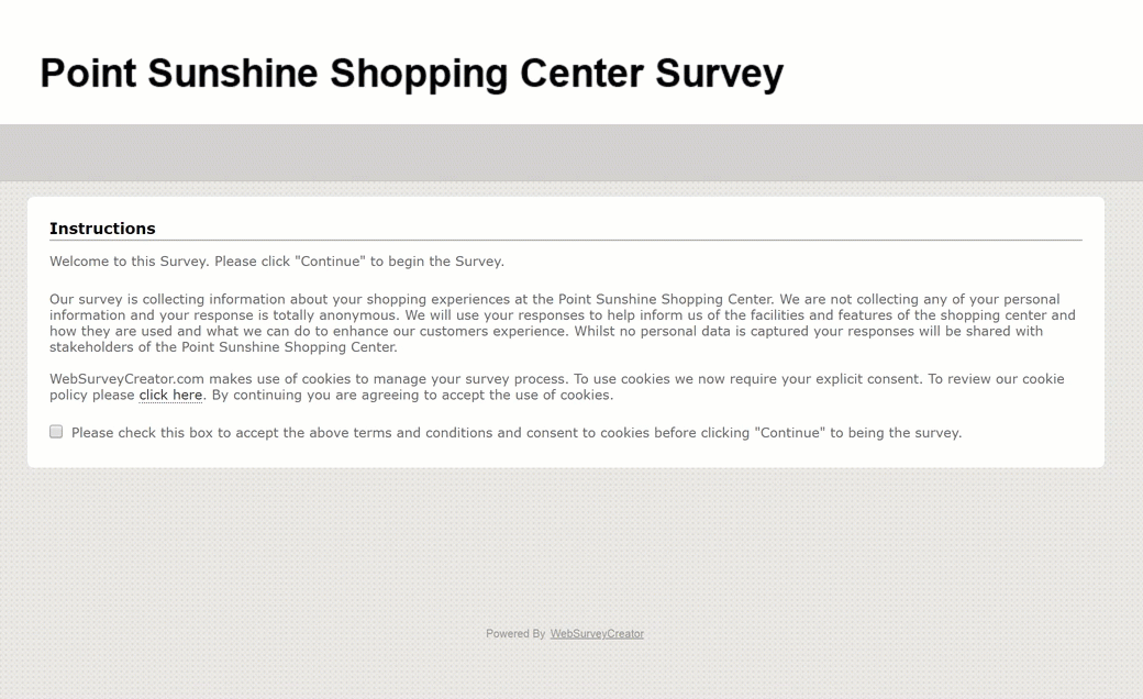 Terms and Conditions during Survey