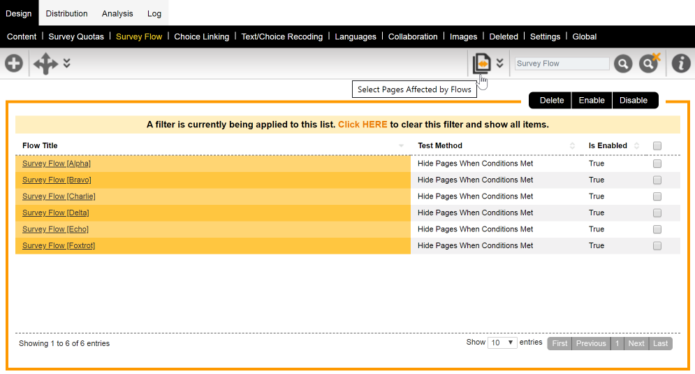 Survey Flow Searching