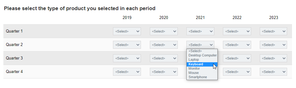 Text, Single Range, Single Drop Down of Choices